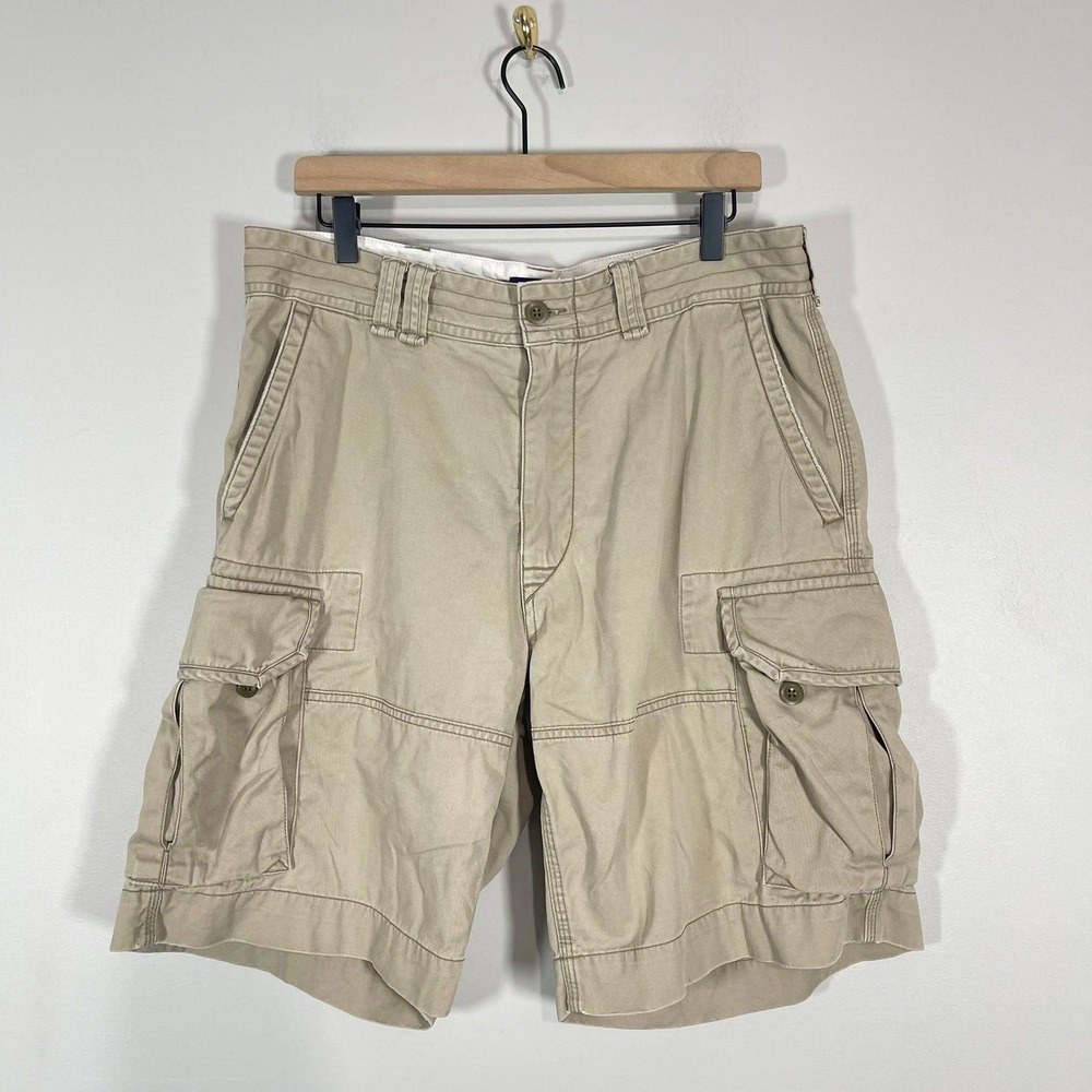 Polo Ralph Lauren Classic Fit Cargo Shorts Mens 34 Khaki Y2K Safari Preppy